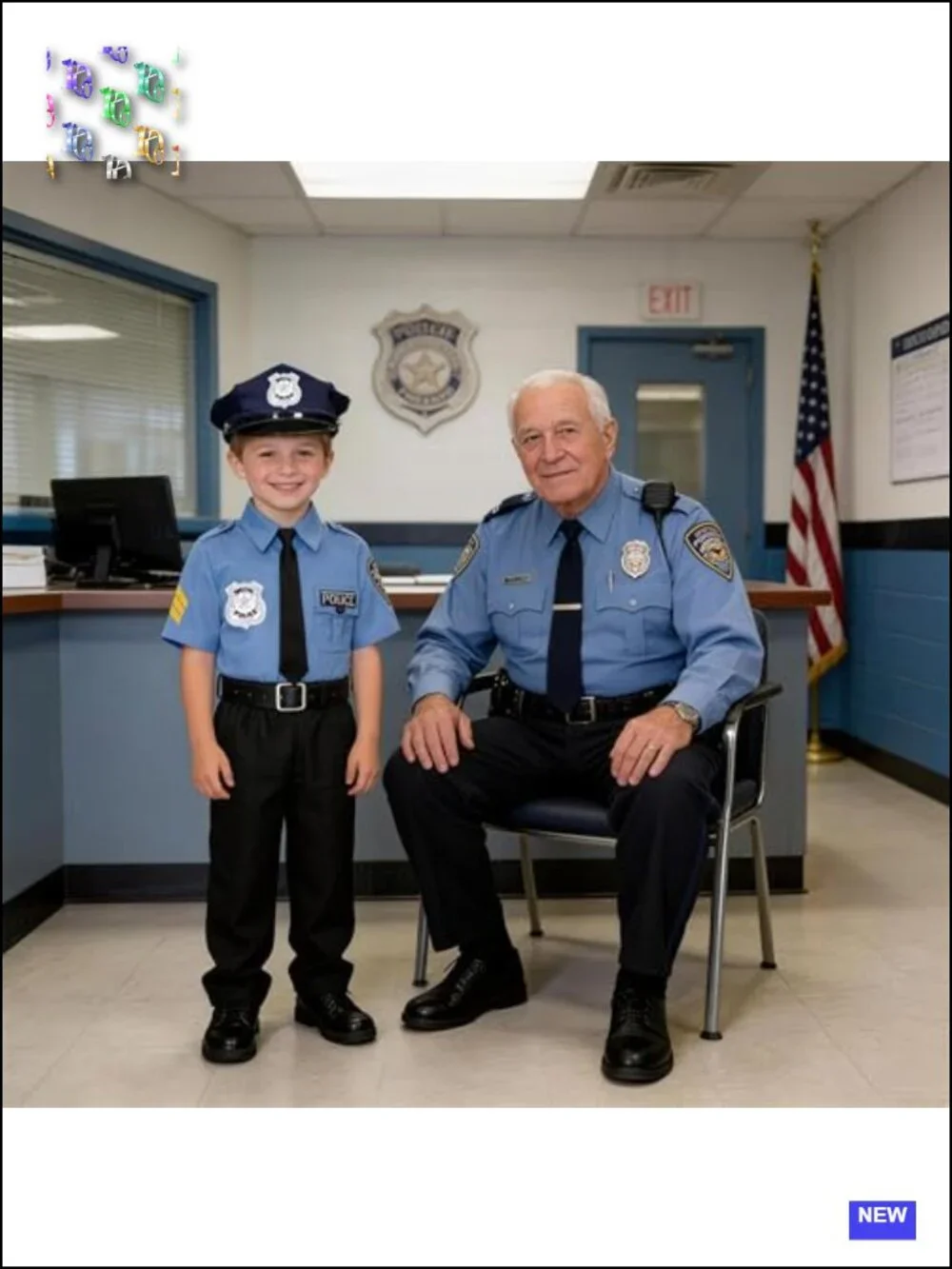 Kids Police Officer Costume Boys Cop Outfit Pretend Play Dress Up with Hat